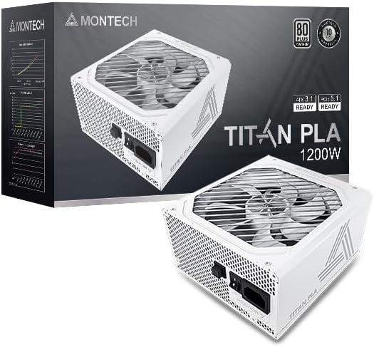 Montech Titan PLA 1200W High-End ATX Gaming Power Supply White