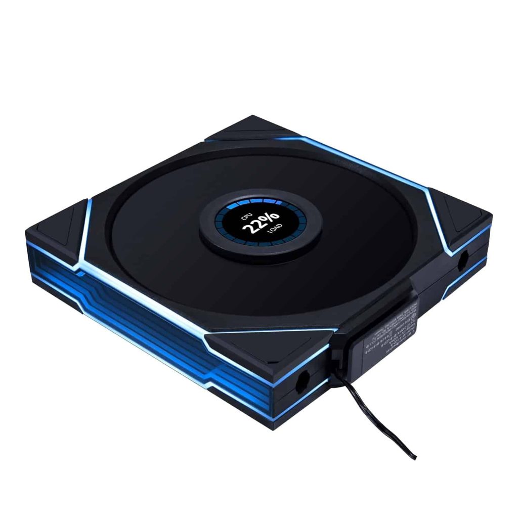 LIAN LI UNI FAN TL LCD Wireless 140mm ARGB PWM Fan, Reverse Blade, Black