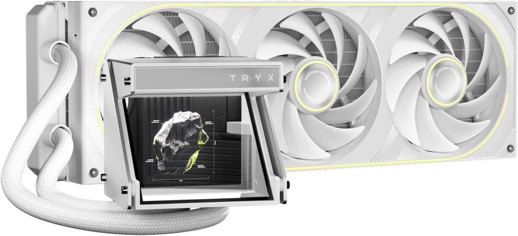 TRYX Holo 360mm AIO Holographic Display, GIPHY Built-In, Asetek 7th Gen V2, 280W TDP – White