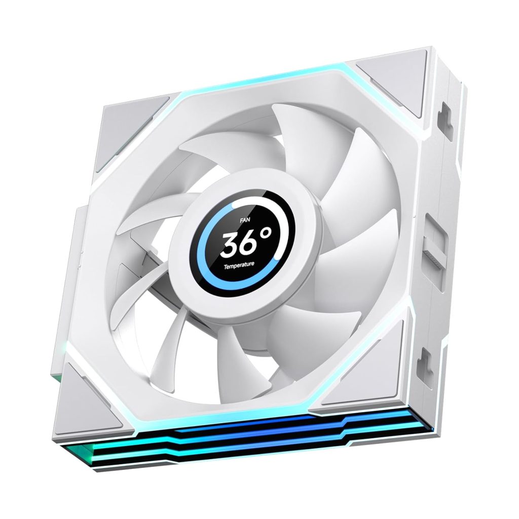 Interstellar V4 LCD 120mm PC Case Fan – White (Reverse)