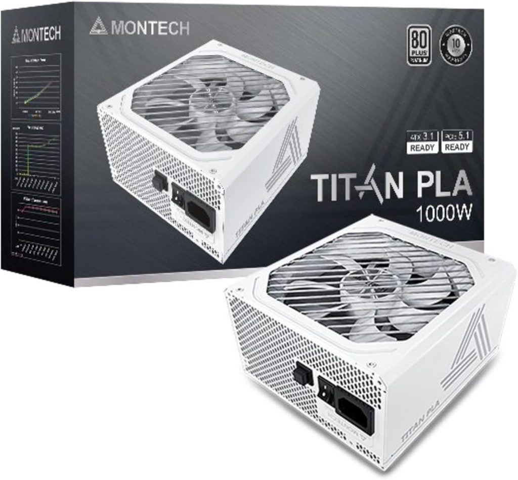 Montech Titan PLA 1000W High-End ATX Gaming Power Supply White