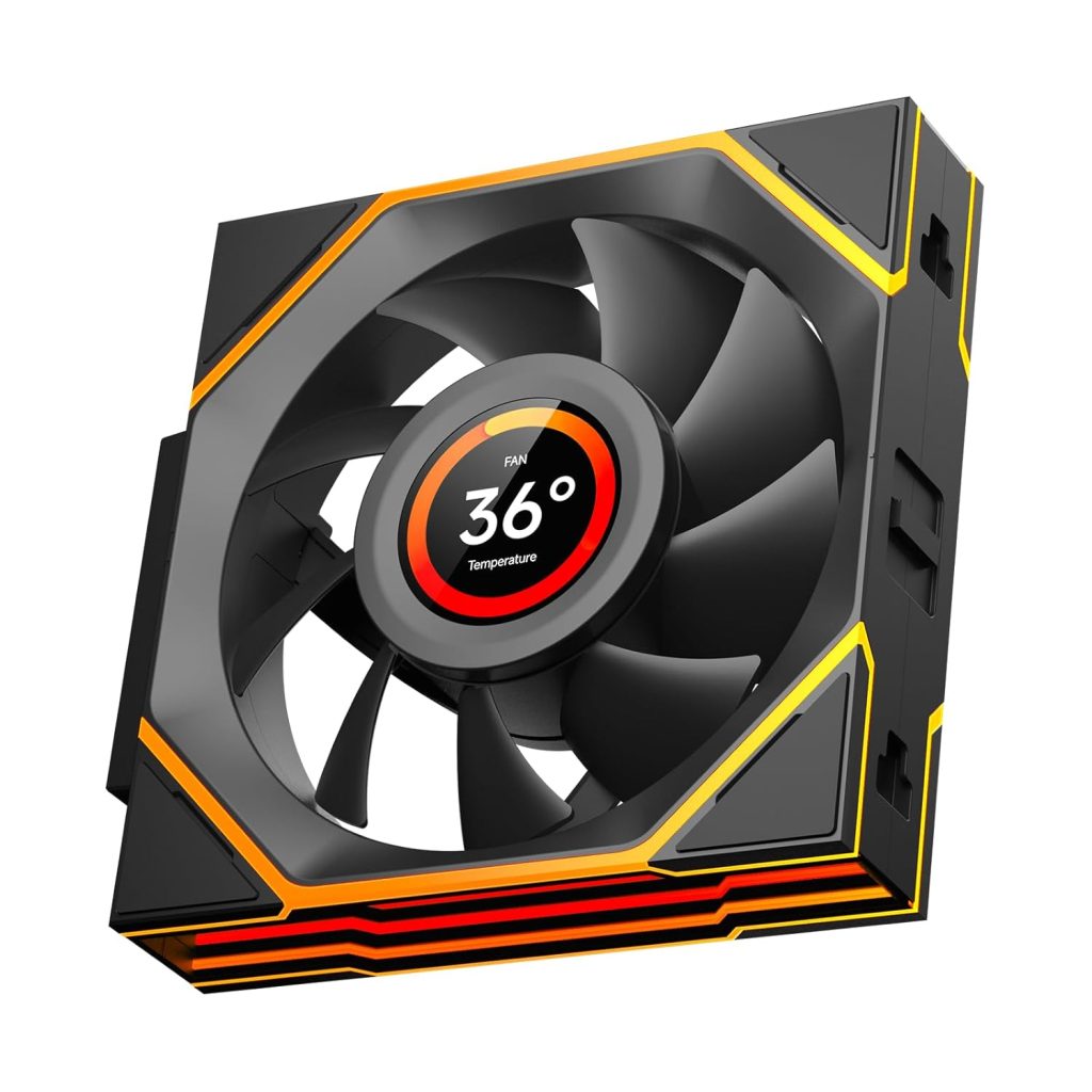 Interstellar V4 LCD 120mm PC Case Fan – Black (Forward)