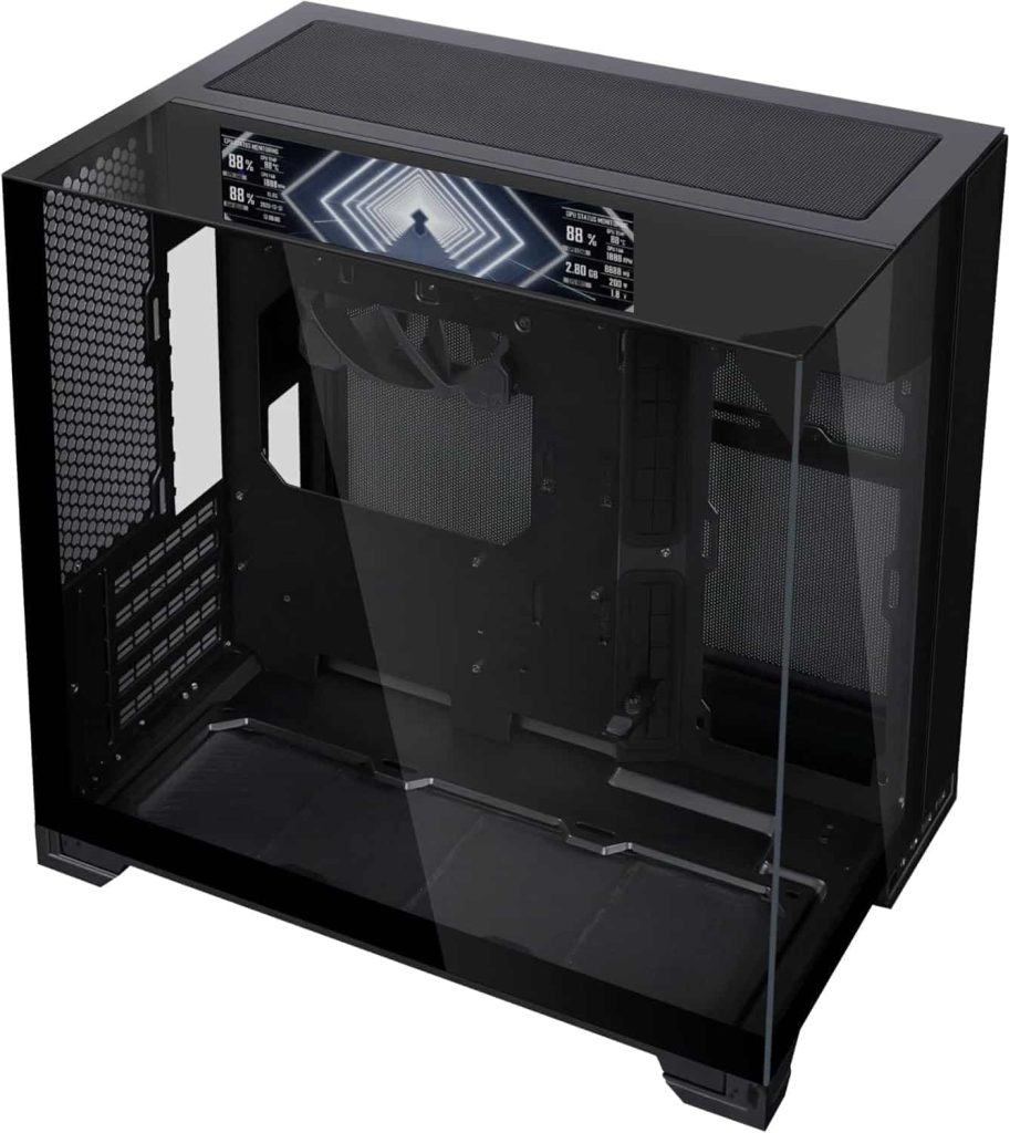 Lian Li O11 Vision-M Digital mATX Case, 9.2″ LCD, 140mm Fan – Black