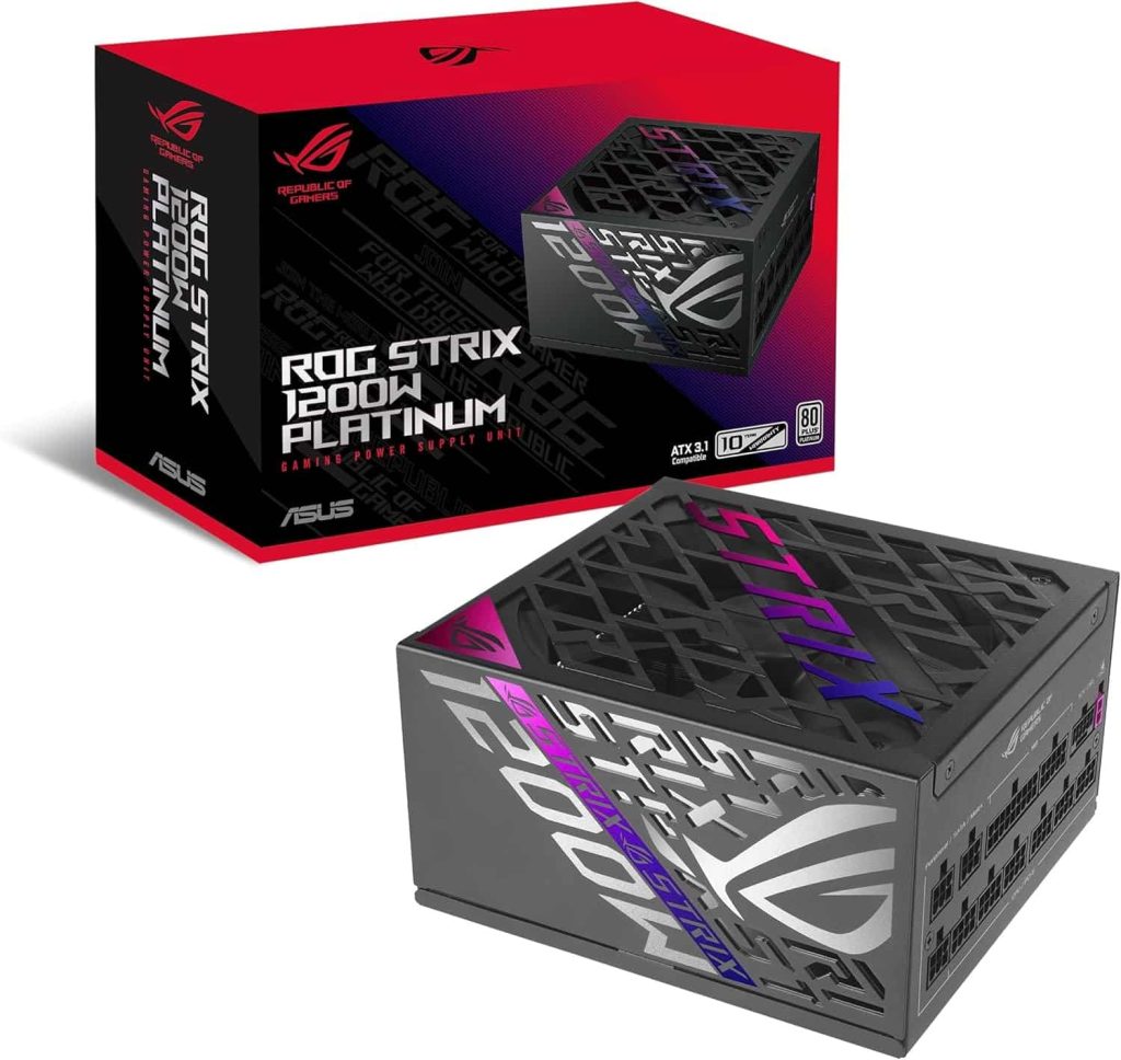 ASUS ROG Strix 1200W Platinum Power Supply – Fully Modular, 80 PLUS Platinum, ATX 3.1, GaN MOSFET, GPU-First Intelligent Voltage Stabilizer, 10-Year Warranty
