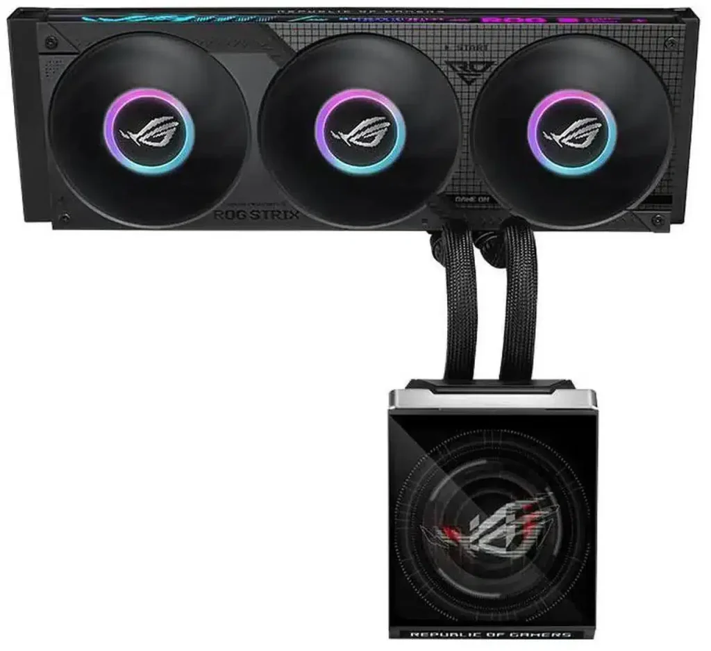 ASUS ROG Strix LC IV 360 ARGB LCD AIO Liquid CPU Cooler – 5.08″ IPS Display, 250mm Short Tubes, Wireless Q-Connector, Intel LGA 1851/1700 & AMD AM5/AM4 – Black